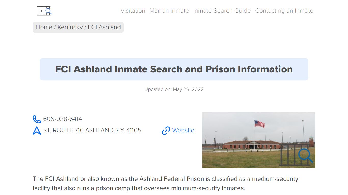 FCI Ashland Inmate Search, Visitation, Phone no. & Mailing ...